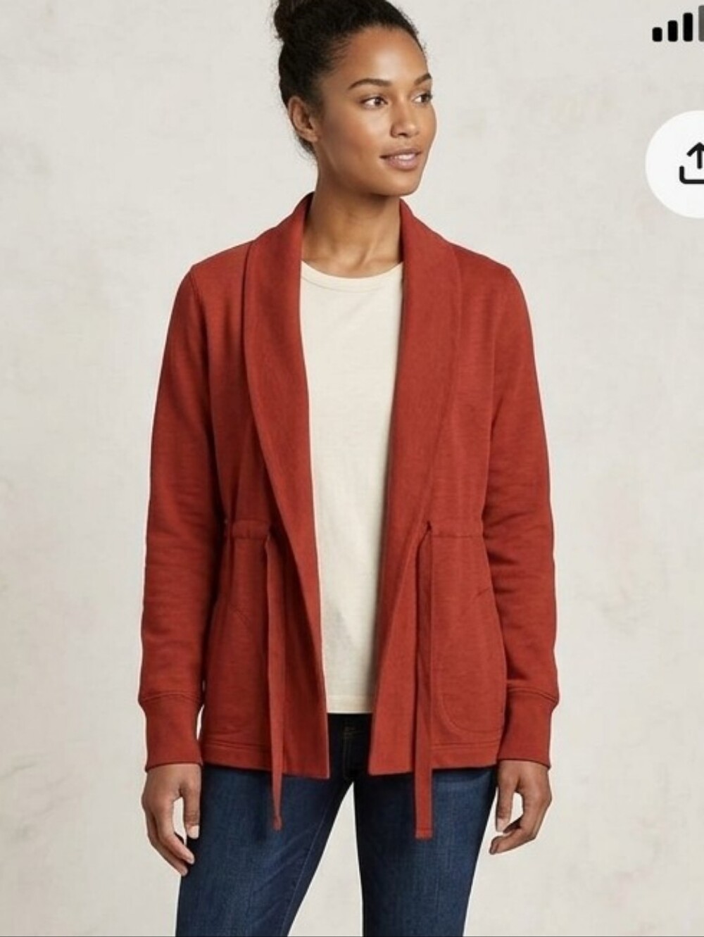 Eddie Bauer Cardigan Sweatshirt Open Front with Tie Size XS